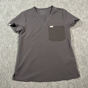 FIGS Technical Collection Womens XSmall Scrub Top Gray Medical Uniform Tech